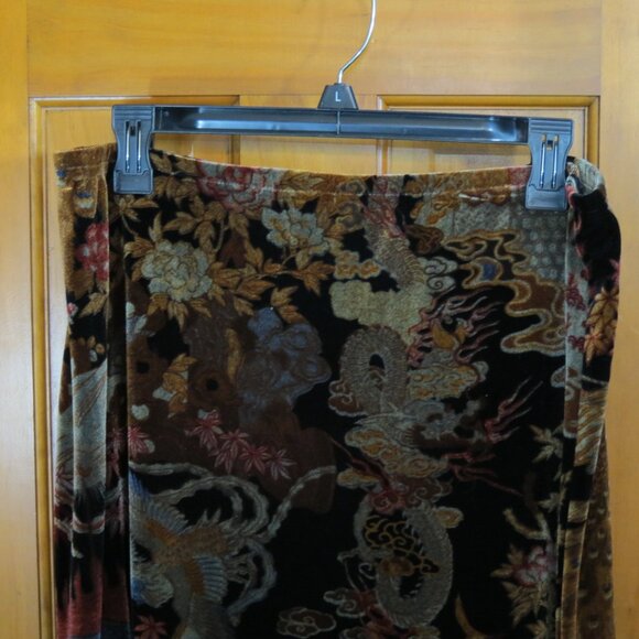 VTG Boston Proper Multicolored Midi Skirt Velveteen Size M/L - Picture 2 of 9